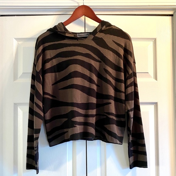 Anthropologie Kasia Knit Hoodie Zebra Print - Picture 4 of 4